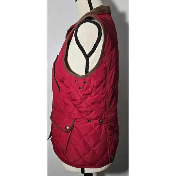 Lauren Ralph Lauren Women's Vest Quilted Square Red Pockets Zipper Front Small - Picture 3 of 8